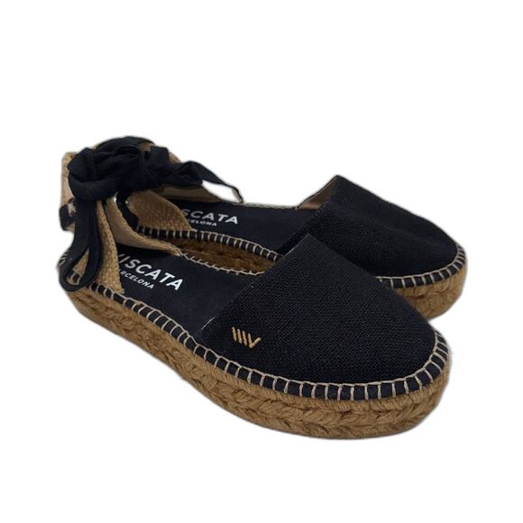Viscata Candell Canvas Espadrille Flats - Black 38/7 - Picture 1 of 7